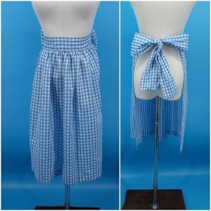 Vintage Blue and White Gingham Long Apron